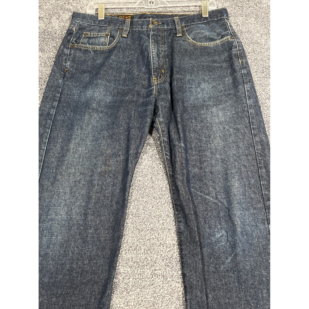 Polo Jeans Co Ralph Lauren Mens 33x30 Dark Wash Straight Leg Denim Blue Jeans